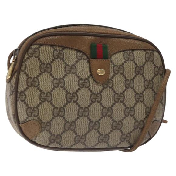 GUCCI GG Supreme Web Sherry Line Bag Pvc Beige Gold 89 02 066 - Picture 1 of 16